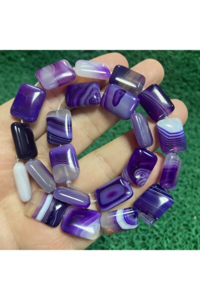 İNCİ DOĞAL TAŞ حجر العقيق الأرجواني المستطيل 13 ملم