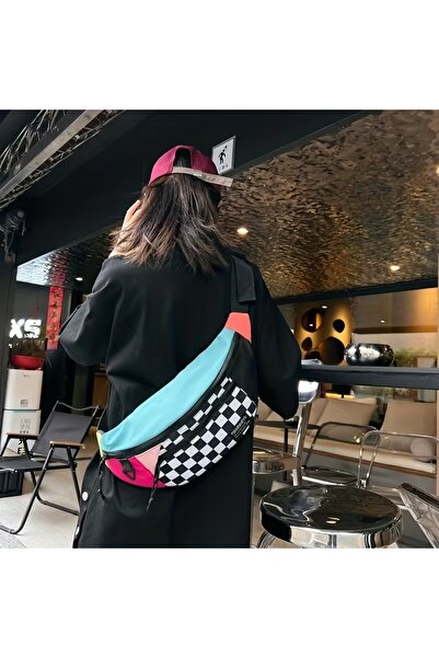 GlassySKY Geantă de mare capacitate în carouri, elegantă, încrucișată - Geant...