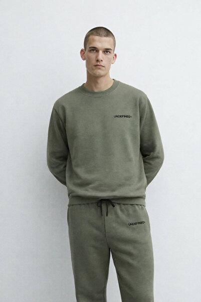 MATERIAL طقم بدلة رياضية شتوية مريحة للرجال باللون الكاكي مكون من قطعتين