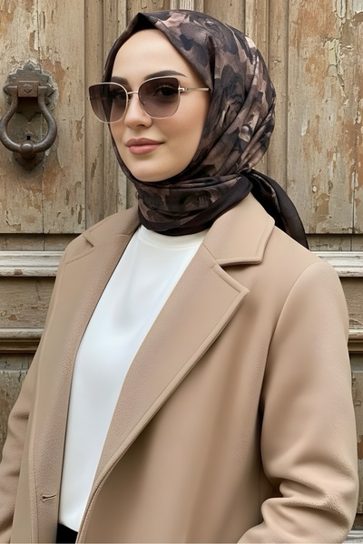 İmajButik Brown İpekhan Patterned Shawl