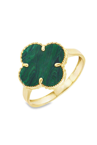 Bijuteria SORELLY 14k Gold Ring with Malachite Flower 1.3cm 8