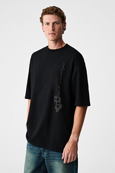 GRIMELANGE INFINITI Erkek Göğsü Ve Sırtı Baskılı Organik Pamuklu Bisiklet Yak...