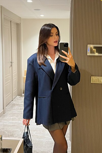 Klex Women's Oversized Double-Breasted Blazer Jacket – Long Sleeve, Stylish a...