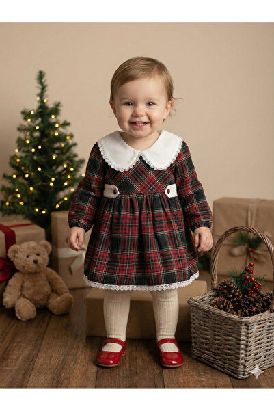 tinytrends Baby Girl Plaid Red Royal Lined Dress