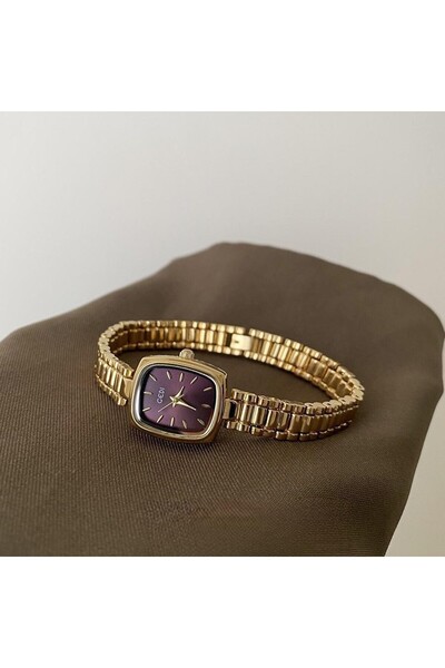 bagsister 18K Gold Vintage Small Watch for Women, Retro Fashion Quartz Wristw...