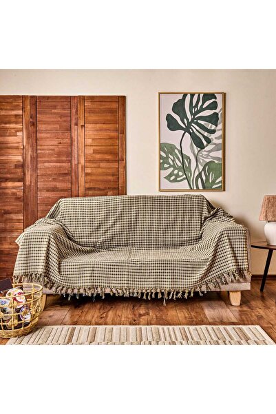 KUT FLY Soft Dama Sofa Cover - Ecru / Green - 180X200 cm