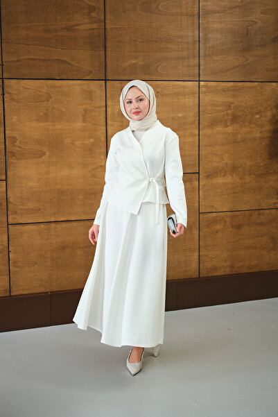 LOCCO Women's Double-Breasted Collar Suit White