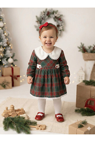 tinytrends Baby Girl Plaid Red Royal Lined Dress