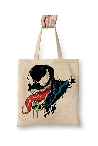 Toyaso Venom Logo White Cloth Bag Long Handle Shopping Bag Beach Bag