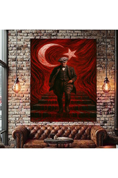 özkacar TABLIE PE PÂNZĂ CU STEAGUL ATATURK, DECOR DE PERETE PENTRU CASĂ, SALO...
