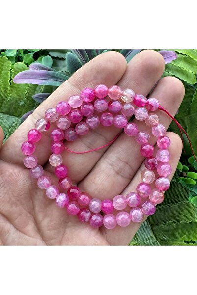 İNCİ DOĞAL TAŞ حجر العقيق الوردي الكروي المصقول 6 ملم