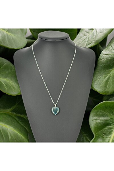 TAŞ UZMANI Küçük Kalp Yeşil Hint Akik Taşı Kolye