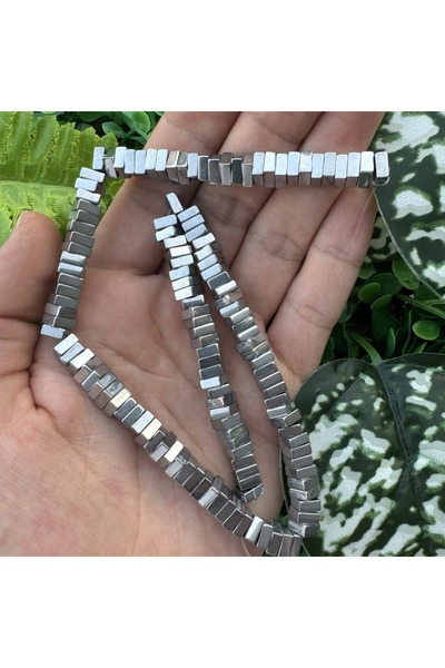 TAŞ UZMANI Square Shiny Silver Hematite Stone 6X2 mm