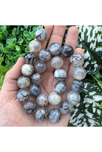 TAŞ UZMANI حجر العقيق ذو الخطوط الرمادية والسوداء 16 ملم