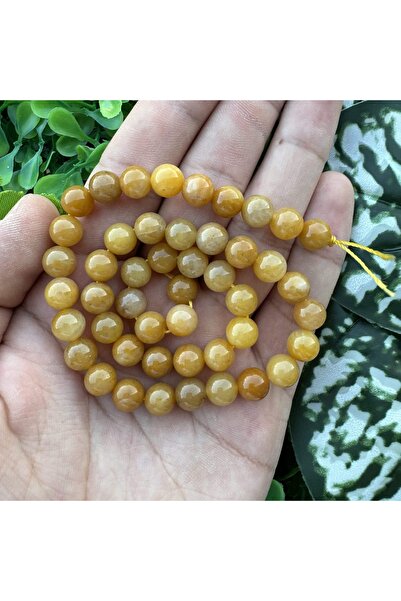 TAŞ UZMANI Globe Dark Yellow Carnelian Agate Stone 8 mm