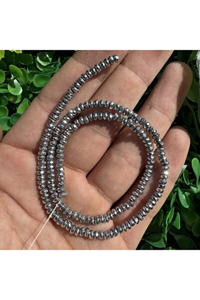 TAŞ UZMANI Faceted Washer Silver Hematite Stone 4X2 mm