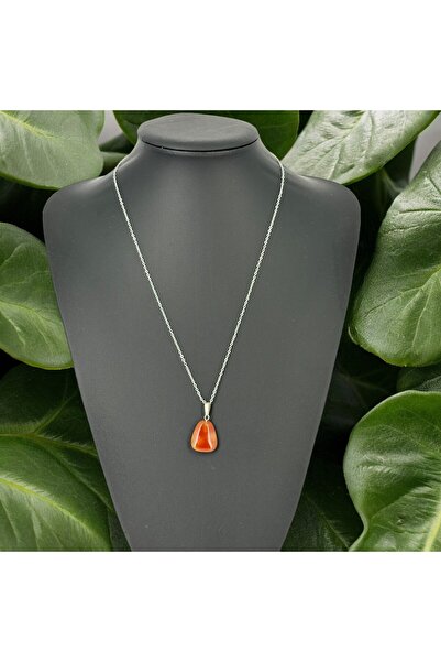 TAŞ UZMANI Oval Sandık Kahverengi Akik Taşı Kolye