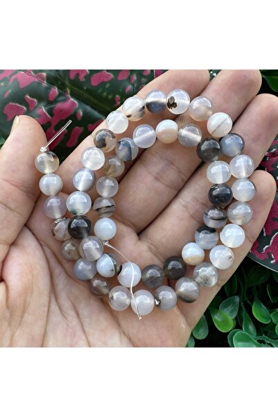 TAŞ UZMANI حجر العقيق الأبيض والبني المختلط 8 ملم