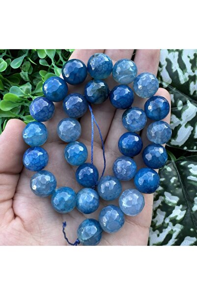 İNCİ DOĞAL TAŞ حجر العقيق الأزرق الكروي المصقول 14 ملم