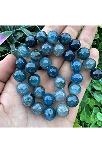 TAŞ UZMANI حجر العقيق ذو العروق الفيروزية الكروية المصقولة 12 ملم