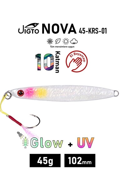 Jig, Zoka, Suni Yem, Glow UV Metal Jig, 45Gr 10cm NOVA-45