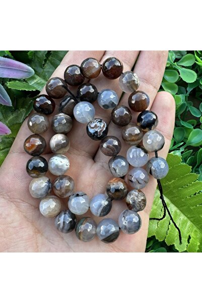 TAŞ UZMANI Faceted Sphere Brown-Transparent Agate Stone 10 mm