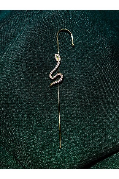 FASHİON JEWELRY Altın Kaplama Kararmaz Çelik Zirkon Taşlı Yılan Model Kulağı ...