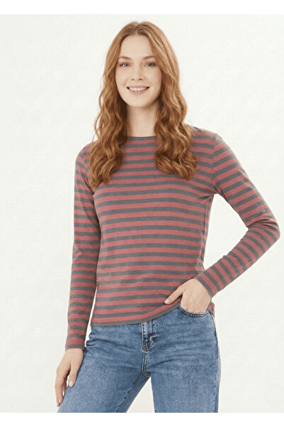 CrazyShopping Women's Crew Neck Long Sleeve Basic Striped T-Shirt-Blouse-Full...