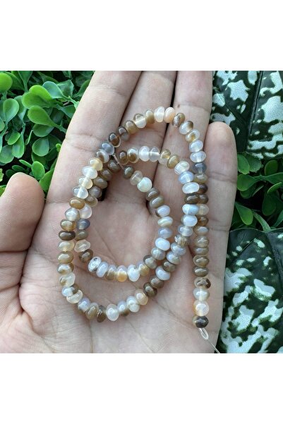 TAŞ UZMANI Washer Brown-White Agate Stone 6X4 mm