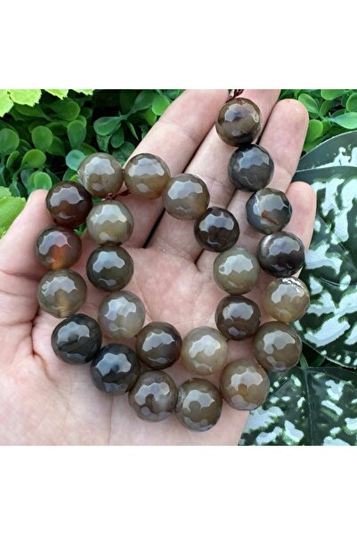 TAŞ UZMANI Faceted Sphere Brown Agate Stone 16mm