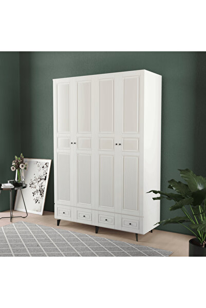 Teen & Bright NİL 4 KAPAKLI ÇEKMECELİ GARDIROP - MDF KAPAK