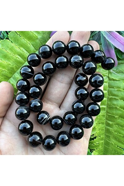 TAŞ UZMANI حجر العقيق الأسود الكروي 12 ملم