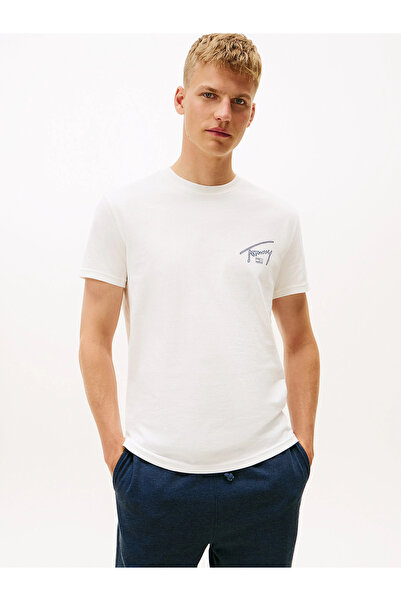 Tommy Hilfiger Tjm Normal Cut Signed Back B Printed Men's White T-Shirt Dm0Dm...