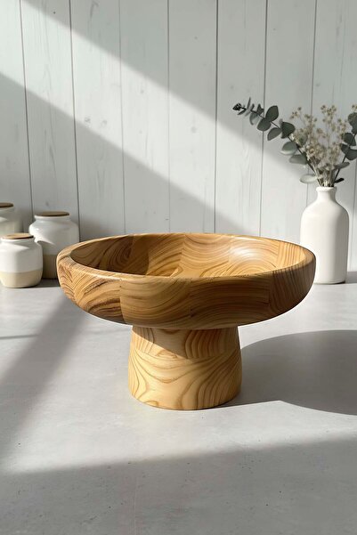 Rivaİstanbul Wooden Stand Presentation Bowl 100% Chestnut Wood, Presentation ...