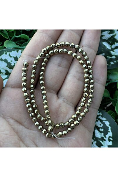 TAŞ UZMANI حجر الهيماتيت الذهبي الكروي المصقول 4 مم