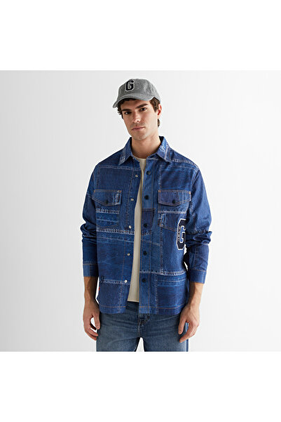 Gant Erkek Mavi Oversize Fit Gömlek Yaka Logolu Gömlek