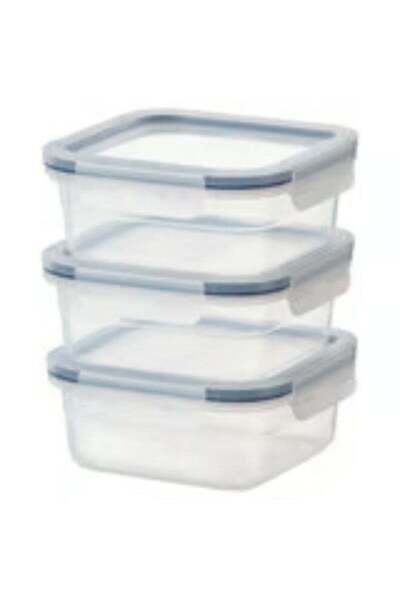Generic Food Storage Container Set, Square/Plastic, 3 Pieces 750 ml