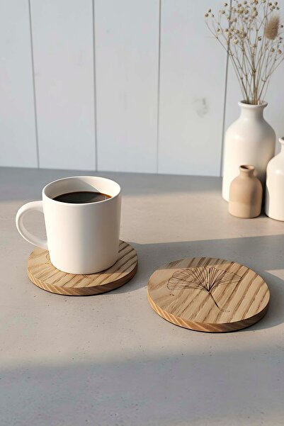 Rivaİstanbul Wooden 100% Chestnut Wood Set of 2 Coasters