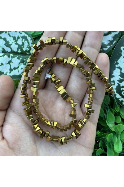 TAŞ UZMANI تيلا حجر هيماتيت ذهبي بفتحة مزدوجة 6x3 ملم