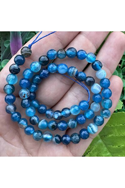 İNCİ DOĞAL TAŞ حجر العقيق الأزرق الكروي المصقول 6 ملم