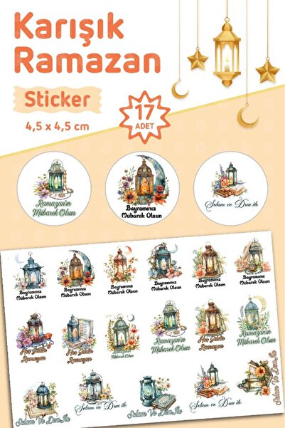 t tuğset etiket Karışık Ramazan Sticker Etiket Özel Kesimli 17 adet Ramazan H...