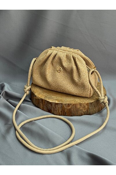 MİHRA STORE Women's Bag Rila Straw Look Hand and Shoulder Strap Bag -Ta0070 Mink