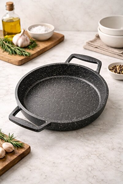 Evila Döküm Sahan 23cm | Yapışmaz Yüzey, Çift Kulplu Tava