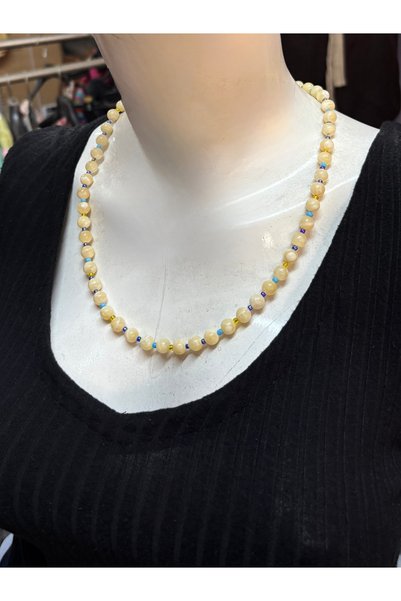 ayrestyle Calcite Natural Stone Women's Necklace 55 cm |   Valentine's Day Gift Long Necklace, Bohemian Elegant Design