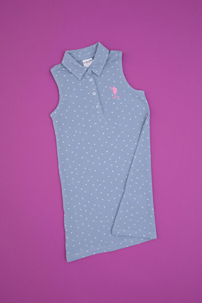 U.S. Polo Assn. Kız Çocuk Mavi Örme Elbise 50325168-VR036