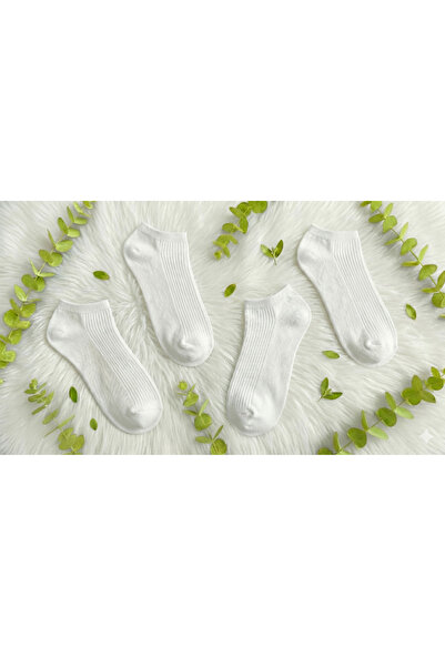 Üstünel çorap 4-Piece Advantage Pack Unisex White Derby Booties Socks – Anti-...