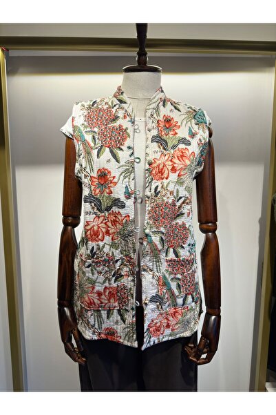 jasminurgancy Bohem PatchWork Baskılı Çift Taraflı Cepli Yelek