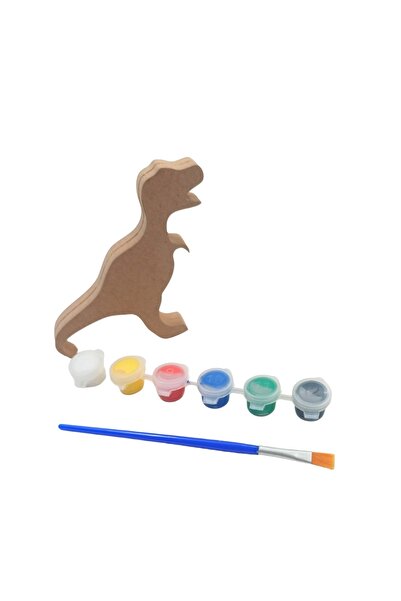 İCONS Ahşap boyama Seti, 1 adet Dinazor Kalın Ahşap Çocuk Etkinlik seti 1 Boy...