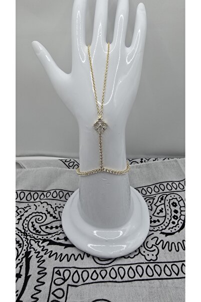 NO NAME Stainless Steel Gold Color Flower Model Waterway Zircon Stone Şahmeran