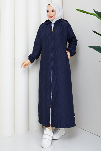 Pamuk Butik Women's Onion Patterned Tunnel-Crossed Full-Length Quilted Coat